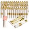 400 pcs Pre Rolled Gold Plastic Silverware Set for 100 Guests, w/ Napkins